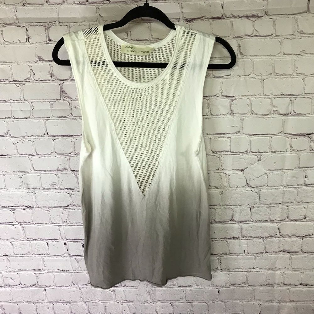 Vintage Havana Ivory Crochet Bohemian Festival Cream to Gray Ombre Tank Size S